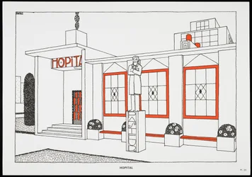 Hospital, from Une Cite Moderne, Dessins de Rob Mallet-Stevens Architecte