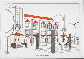 Hotel des Voyageurs, from Une Cite Moderne, Dessins de Rob Mallet-Stevens Architecte, 1987