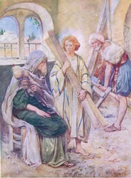 The boyhood of Jesus, from The Bible Picture Book published by Thomas Nelson, c.1950