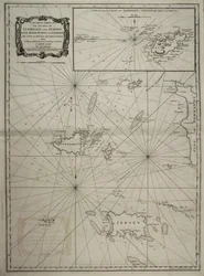 A general chart of the islands of Guernsey and Jersey, Sark, Herm, Jethou and Alderney, with Cape la Hague and the Caskets