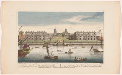 View of Greenwich Hospital on the River Thames in Greenwich