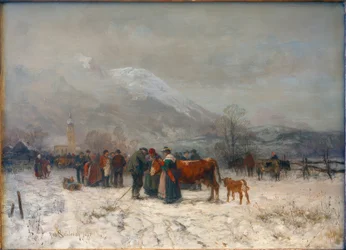 Cattle Market in Winter at Mittenwald