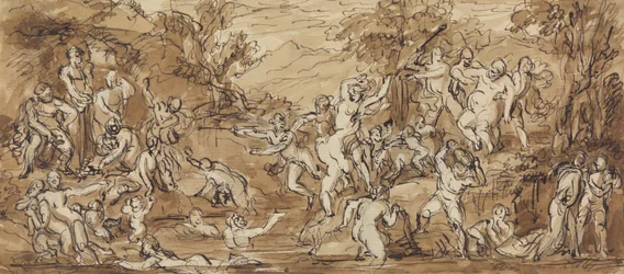 Figure Study of a Bacchanalia Celebration in a Wooded Landscape