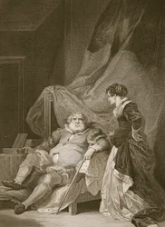 Henry the 8th and Catherine Parr, engraved by George Noble, illustration from David Hume