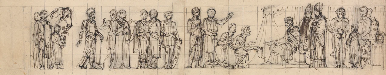 Study of Knights, Paying Homage, to the King