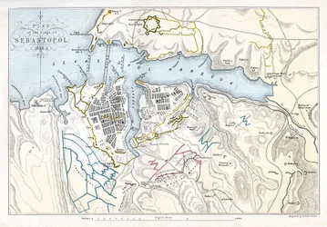 Map showing the Siege of Sevastopol, Crimean War, 1854-1855, 1893