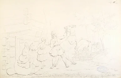Lemminkäinen and the Hiisi Elk; Original Drawing for the Series "Kalevala, Finnish National Epic, Depicted in Drawings by R.W. Ekman"