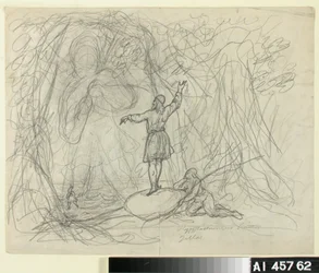 Man from the Sea, Sketch for a Kalevala-themed Drawing Series