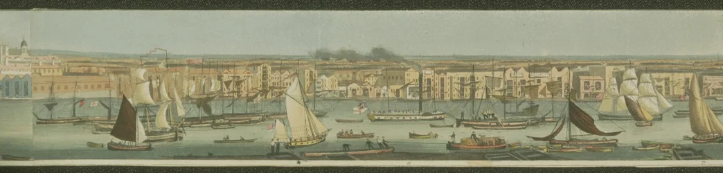 Panoramic View of the River Thames, from its South Bank at Bermondsey Showing Stepney