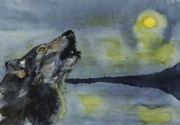 Wolf Howling at Moon
