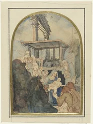 Study for an Adoration of the Magi, with a Ruin with Two Corinthian Columns in the Background