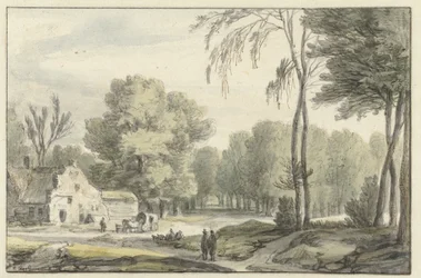 Landscape with a Carriage in Front of a Farmhouse