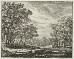 Six Views in the Wood of the Hague: A Man with a Staff in His Hand