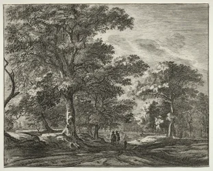 Six Views in the Wood of the Hague: Two Men Preceded by a Hunter