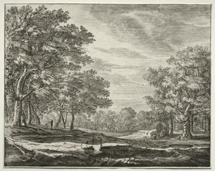 Six views in the Wood of the Hague: Plate 5, A Man with a Staff in His Hand