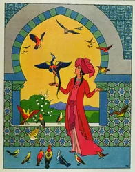 The Princess consulting the bird Bulbulhezar, illustration for 