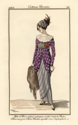 Woman in Tea Gown, Sheath Dress and Turban