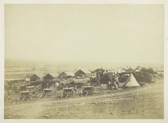 Artillery Wagons, Balaklava in the Distance
