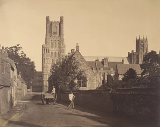 Ely Cathedral, from the Grammar School, 1857