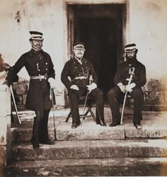 Major-General Henry Frederik Lockyer and two of his Staff, from an album of 52 photographs associated with the Crimean War, 1855