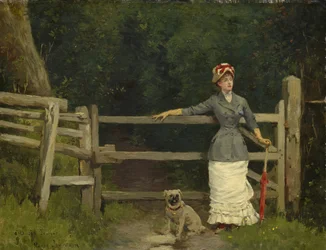 Woman and Dog at the Gate