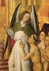 Altar of The Last Judgement: An Angel Leading the Righteous to Paradise, a Golden Cathedral (detail)