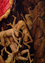 The Last Judgement, detail of the fall of the damned to hell, c. 1445-50