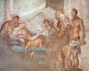 A banquet, probably the Queen of Numidia Sophonisba committing suicide by drinking poison