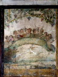Art of ancient Rome: pampers and genies wings. Fresco of the 1st century AD