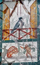 Below a Bird Laid on a Balcony, an Amour Faces a Squirrel. Late 1st century