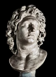 Bust of Alexander the Great (356-323 BC), King of Macedonia and Conqueror of Persia. Roman Copy of a Greek Original, 3rd-2nd Century BC (Marble)