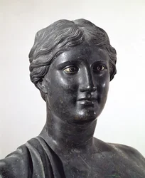 Bust of Sappho, bronze statue, from Villa of the Papyri, Herculaneum, Campania, Italy, Roman civilization