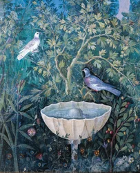 Detail of Fountain and Birds from a Garden Painting, House of the Golden Bracelet, Pompeii