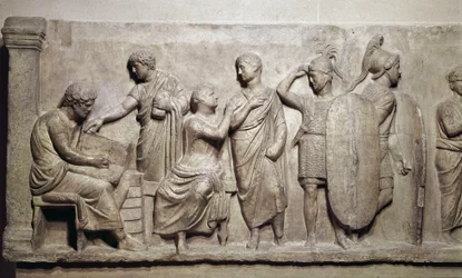 Domitius Achenobarbus, detail of registration of citizens and sacrifice to the god Mars, c. 100 BC