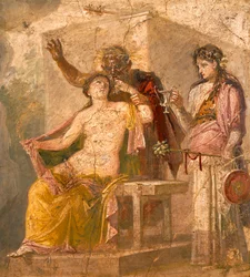 Fresco with an erotic subject depicting a Dionysian scene, from Pompeii (UNESCO World Heritage List)