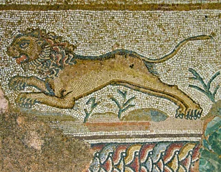 Hunting Scene, Detail of a Lion, House of Dionysos, Paphos, Cyprus