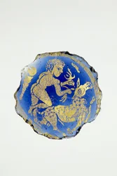 Medallion with Hercules, nude, with right knee on Cerynian stag