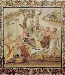 Plato Conversing with His Pupils, from the House of T. Siminius, Pompeii (mosaic)