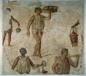 Preparatives for a Dionysiac Feast: Slave Serving a Mosaic Meal