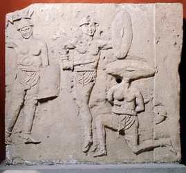 Relief Depicting Gladiatorial Scene from Due Madonne Area, Bologna, Roman Civilization