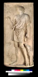 Relief of Antinous as Dionysos or Silvanus, Harvesting Grapes