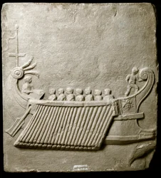 Roman Art: Roman Trireme - Fragment of Marble Frieze from Pozzuoli