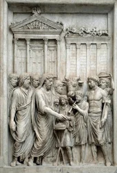 Roman Emperor Marcus Aurelius Sacrificing Before Temple of Jupiter, Rome, c.161-180 (Marble relief)