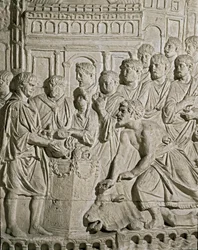 Roman Art: Low Relief Representing Sarmat Citizens Paying Tribute to the Romans