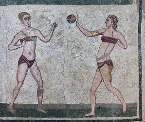 Room of the Girls Representing Athletes Engaged in an Athletics Competition Wearing a Two-Piece Swimsuit