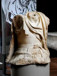Sculpted torso of a cavalryman thought to be a copy of an original bronze statue of Alexander the Great, c.75-25 BC