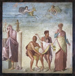 The Sacrifice of Iphigenia, from the House of the Tragic Poet, Pompeii, 4th decorative style, c. 30 AD