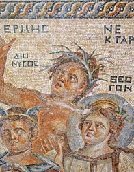 The Presentation of Baby Dionysus by Hermes, Detail of Hermes, Nectar and Theogen, House of Aion, Paphos, Cyprus