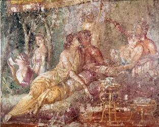Triclinium, couple kissing (fresco)