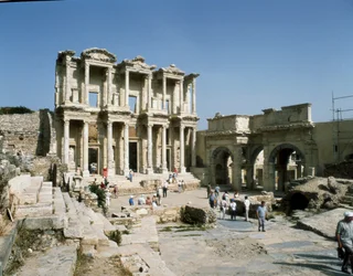 View of the Celsus library, built in 117 (detail)